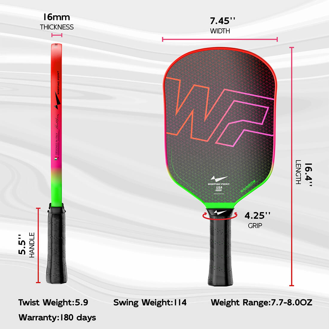 Rainbow Pickleball Paddle - Gen 3